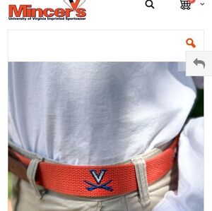Mincer's of  Charlottesville       Orange Rope Belt with UVA Blue Logo Size 36